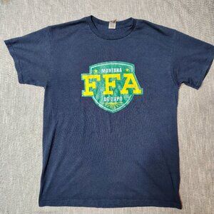 Montana FFA T-Shirt Size Medium Blue Gold Agriculture Expo Graphic Crewneck